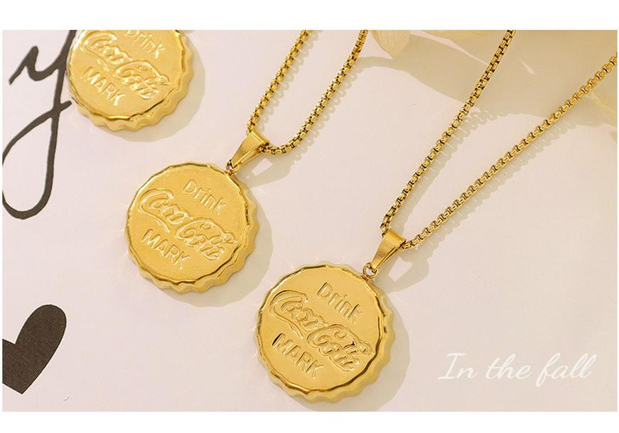 Gold-Plated Clavicle Chain Necklace with European Letter Bottle Cap Pendant