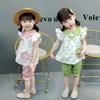 Charming Summer Floral Print Girls Outfit With Soft Cotton Fabric And Cute Capris