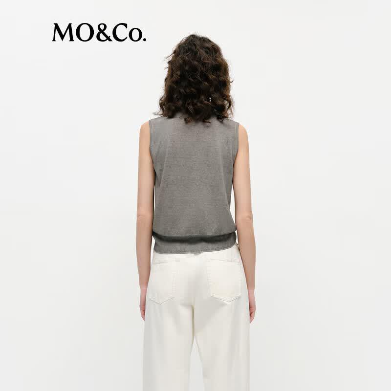 MO&Co. Acetate Blend High-Neck Sleeveless Knit Top