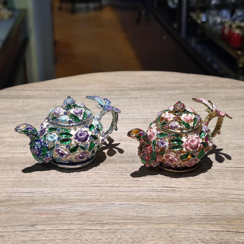 Chińskie Retro Pastoralny Styl Emaliowane Pudełko na Biżuterię Rękodzieło Dekoracja Domu Czajnik Mała Ozdoba Pudełko na Biżuterię