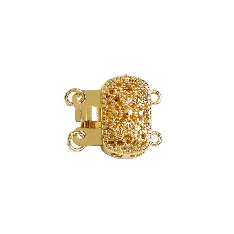 14K Gold-Filled Hollow Rectangle Double Row Clasp for Pearl Necklaces - DIY Jewelry Accessory