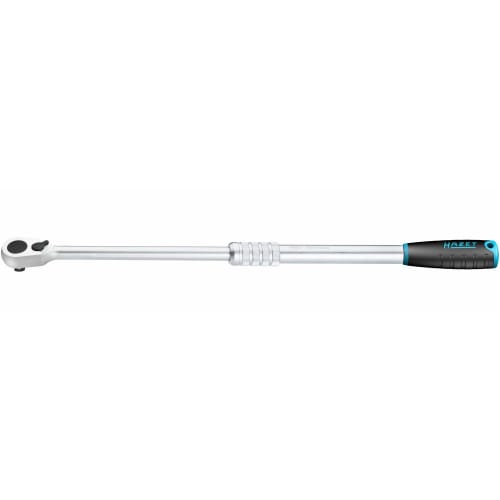 HAZET HiPer Telescopic Reversible Ratchet Torque Wrench Blue/Black/Gray with Ball Lock Continuously Extendable Super Long Version 12.5mm (1/2 inch) Sq
