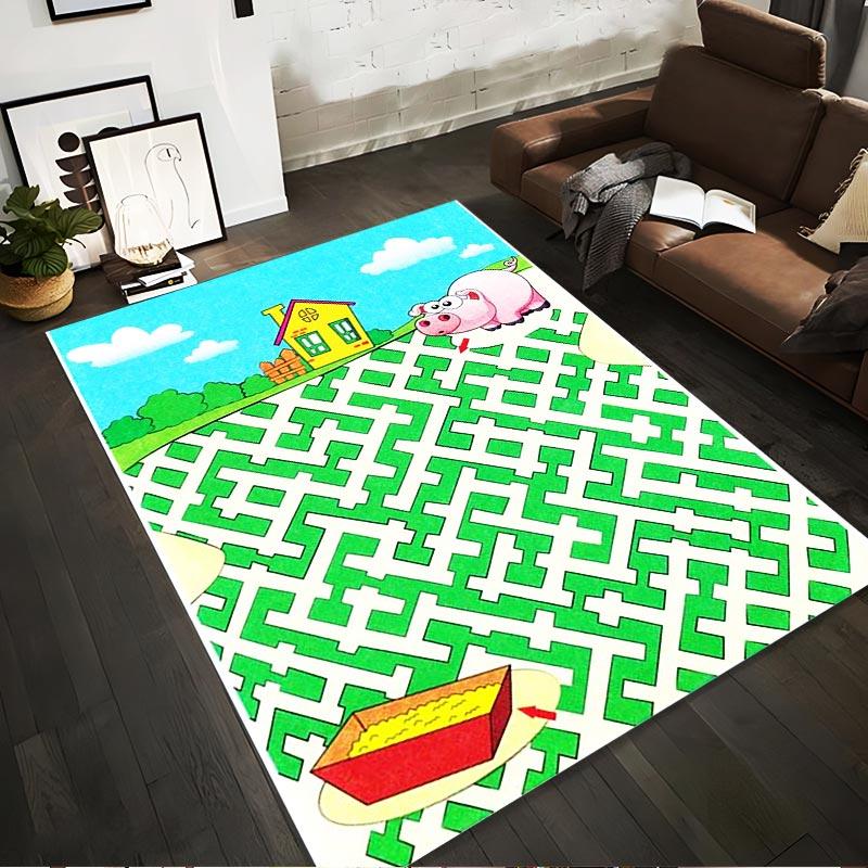 

Cartoon Pig Maze Carpet for Kids with House and Treasure Chest Design Suitable for use as an anti-slip for living room bedroom sofas 40x60cm( 15x23in )