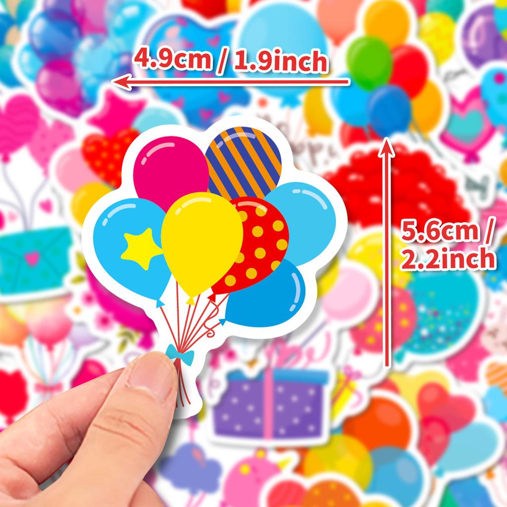 50 Holiday Decoration Balloon Stickers Birthday Colorful Balloons Graffiti Stickers
