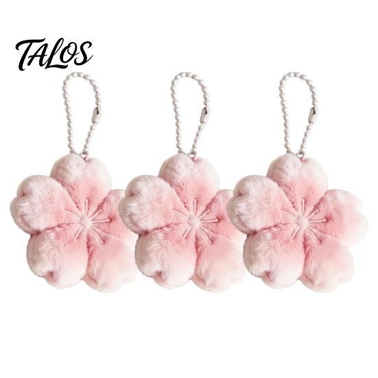 Fun Keychain 1/2/3Pcs Pendant, Soft Plush Cherry Blossom Design Key Chain, Pink Floral Pendant Style Backpack Holder, Portable Accessory for Bags Car