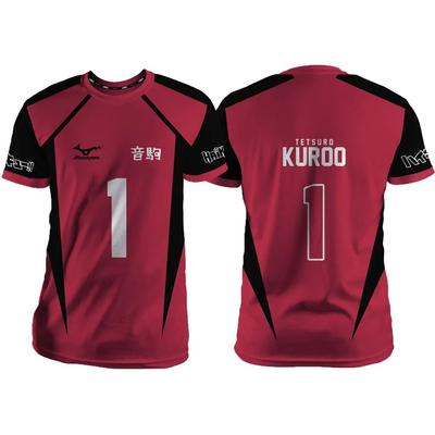 Haikyuu Nekoma Red Cartoon Anime Cosplay Men Jersey Summer Short Sleeve Children Unisex Tee Tops Quick-Dry Fashion Women T-shirt