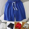 Men Shorts Solid Color Loose Elastic Waist Colorfast Students Shorts for Daily Wear