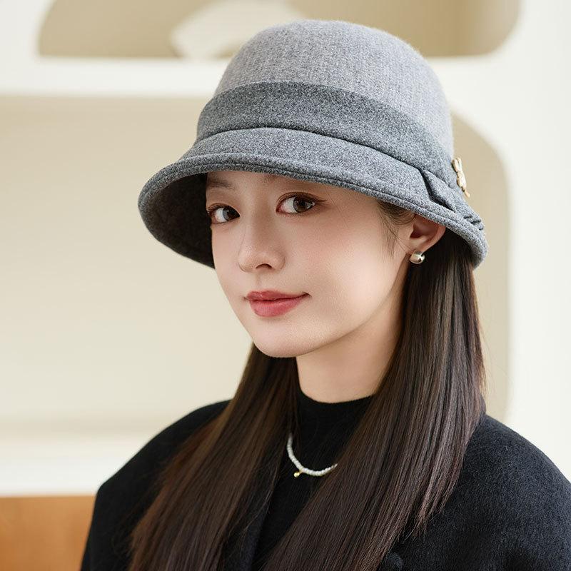 New Wool Retro Fashion Bucket Hat Autumn and Winter Women's Warm Fashion Basin Hat