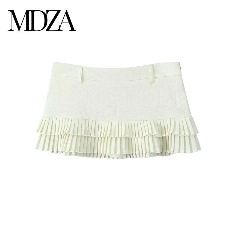 

Za 2025 Spring/Summer New Arrival Fashion Wind French Style All-Matching Low Waist Slimming and Short Pleated Ruffles Pantskirt Apricot S