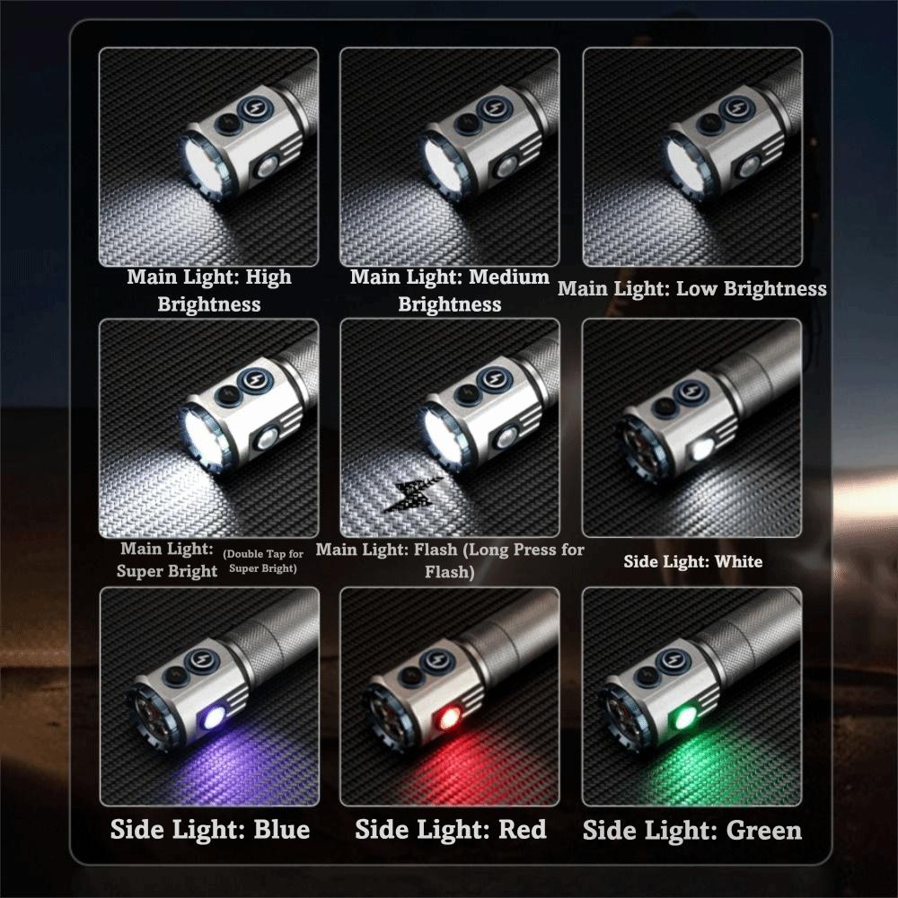 Multifunctional Design EDC Flashlight Aluminum Alloy Magnetic Tail Rechargeable Torch Soft Light Lampshade RGB LED Mini Torch