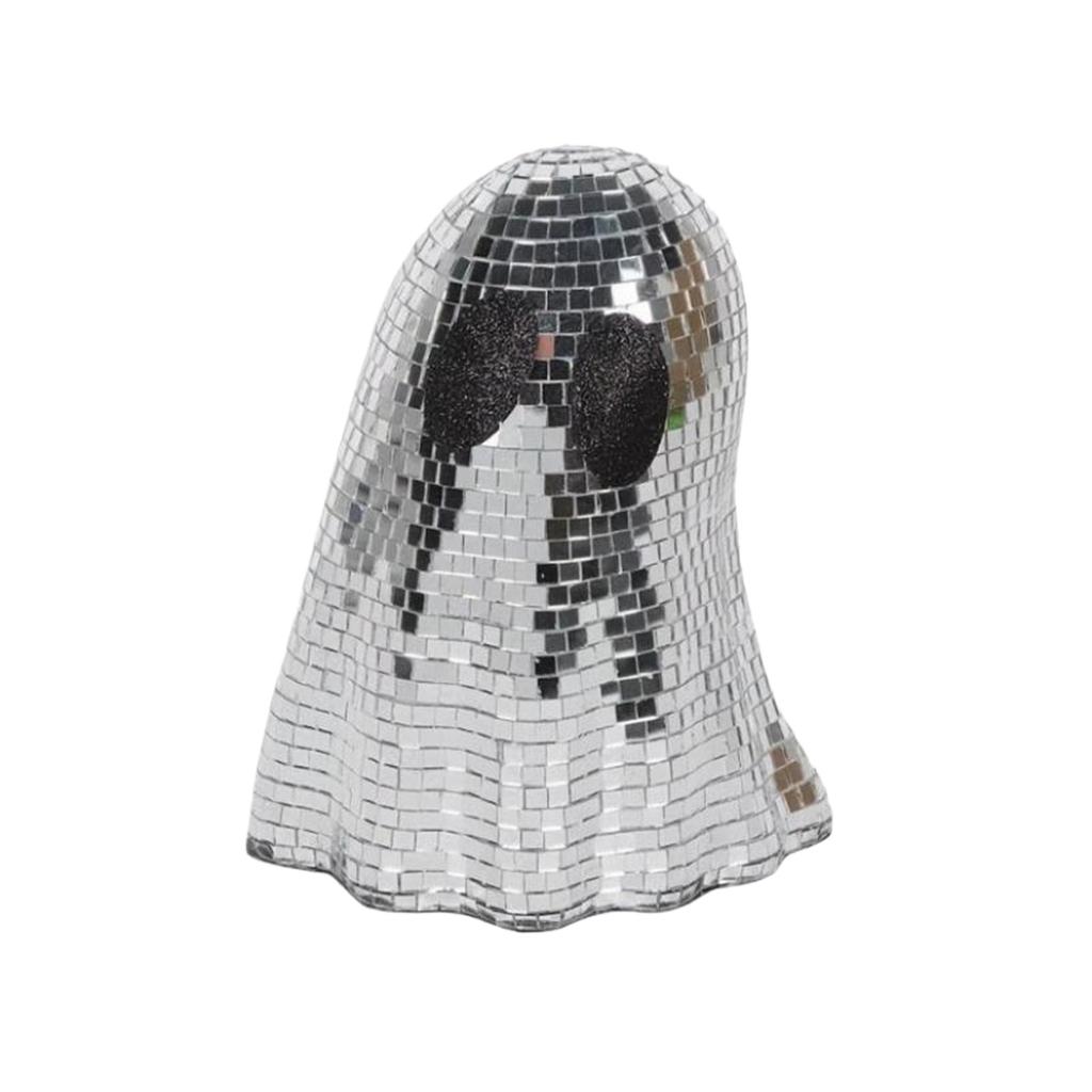 Halloween Disco Ghost Ornament Silver Mosaic Mirror Disco Ghost Tabletop Decor Glitter Spooky Ghost Halloween Tiered Tray Decor