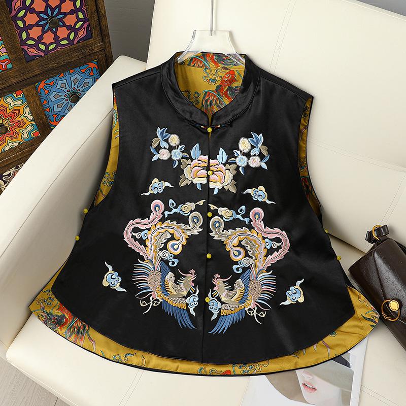 2026 Summer Artistic Embroidered Sleeveless Open Vest XL