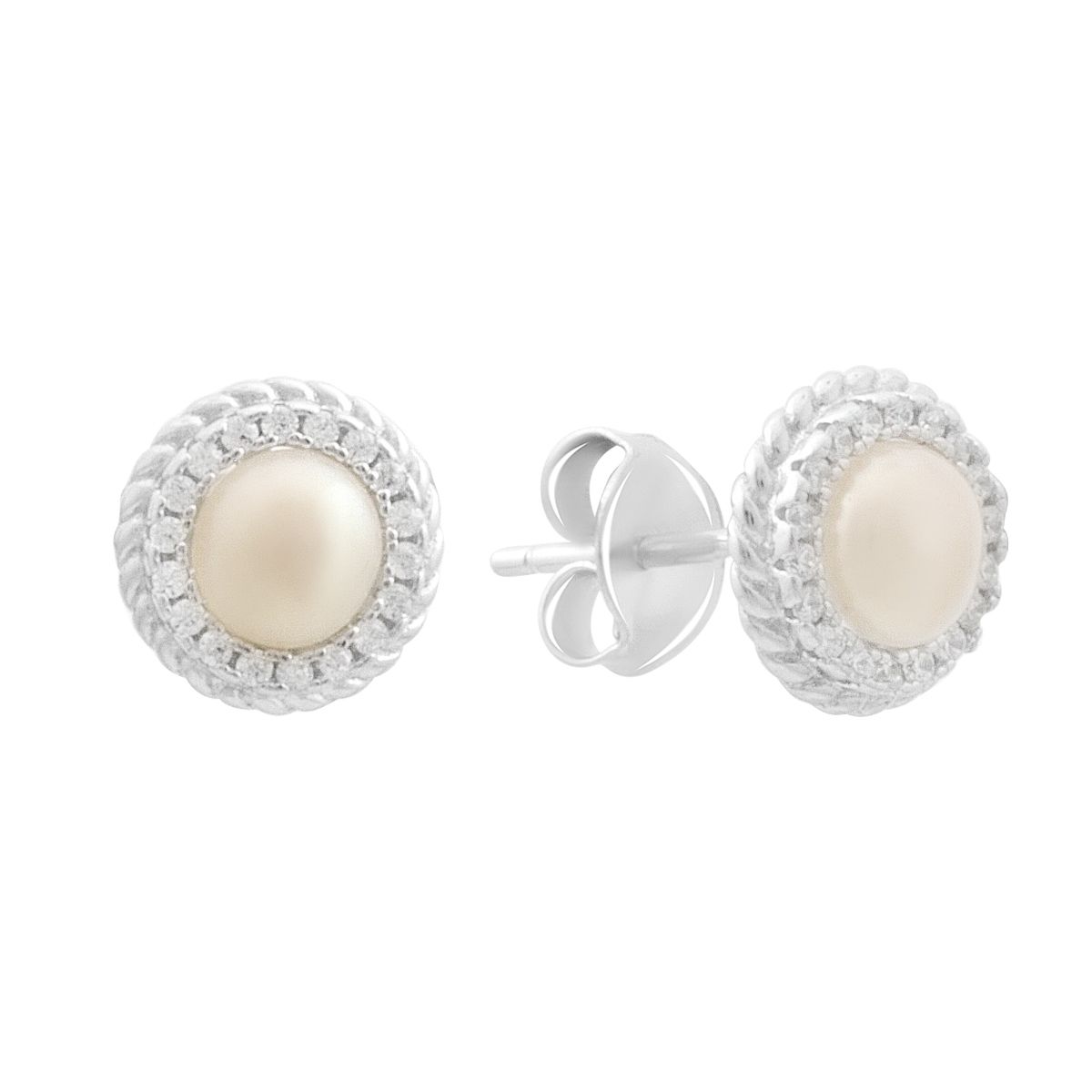 

Silver earrings with natural pearls, cubic zirconia (2184300)