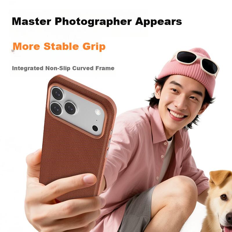 Pisen Compatible iPhone 17 Pro Max Case Apple 17 Pro Max Protective Cover Upgraded Tech Fabric Woven Magnetic Shockproof Case Black