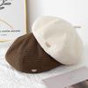 Women's New Autumn and Winter Big Head Circumference Showing Small Simple Beret British Retro Octagonal Painter Hat Trend