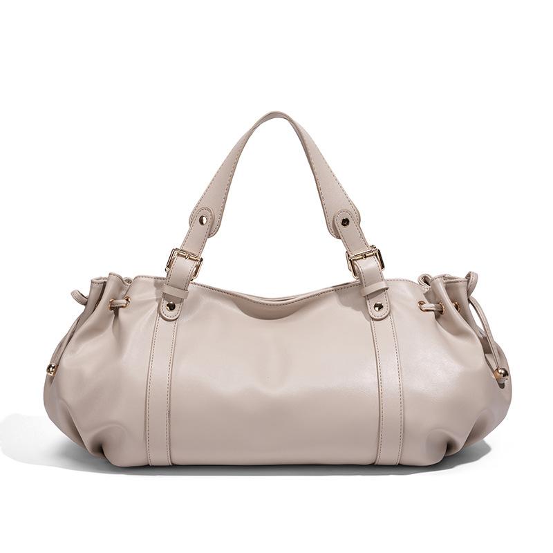 Borsa a Tote di Lusso Vintage Popolare da Donna in Morbido PU Monocolore Grande Capacità Essenziale Quotidiana Casual Borsa a Spalla