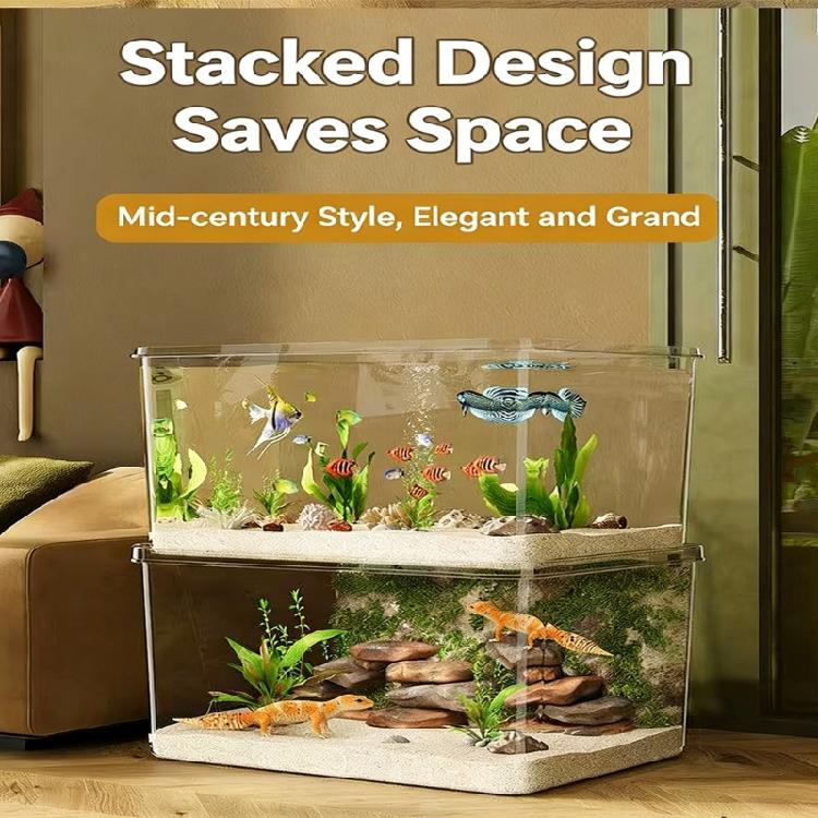 Klares Acryl Schreibtisch-Aquarium Bruchsicher Rahmenlos Wasser-Terrarien für Betta Garnelen Fische