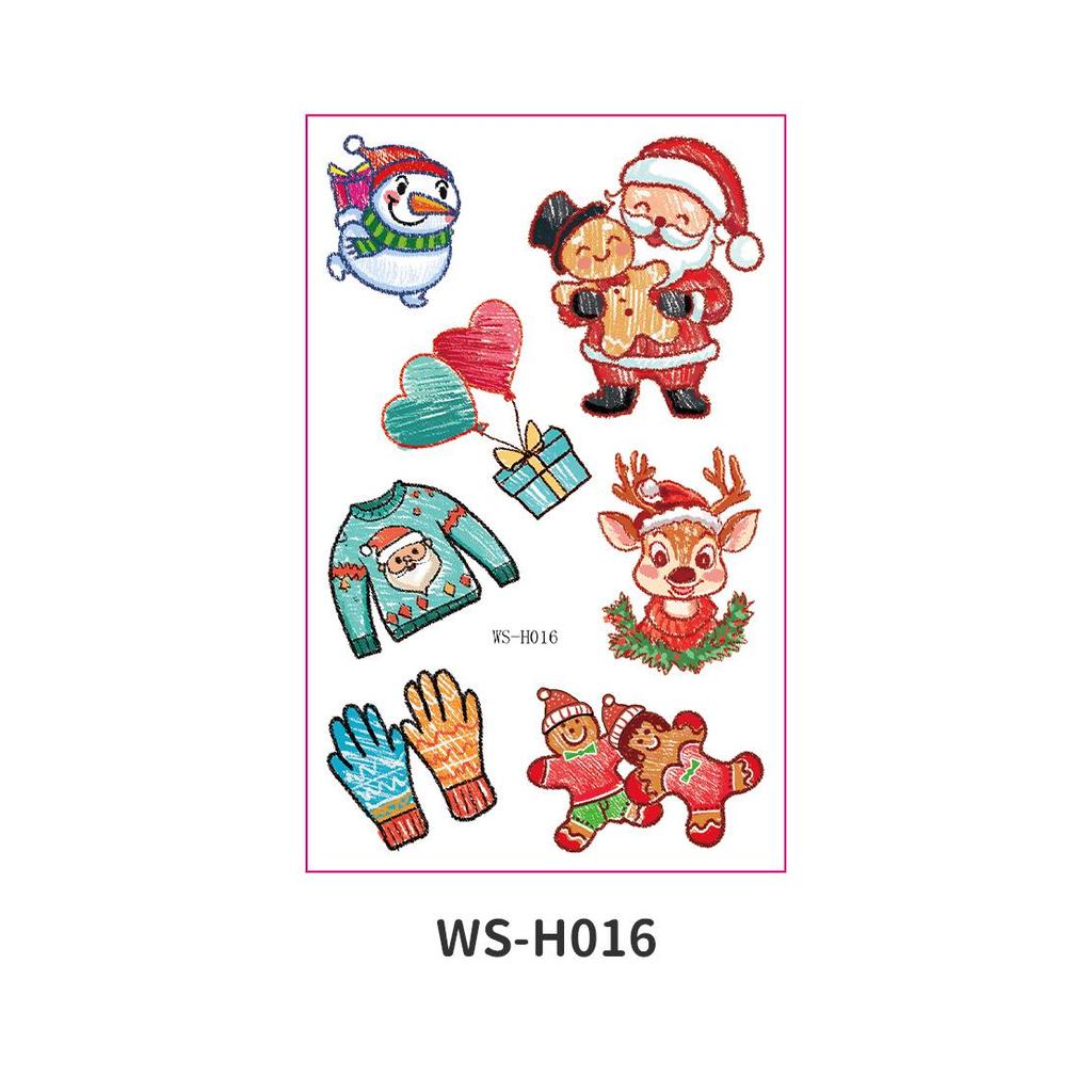 Children's Waterproof Christmas Cartoon Tattoo and Window Stickers for Parties