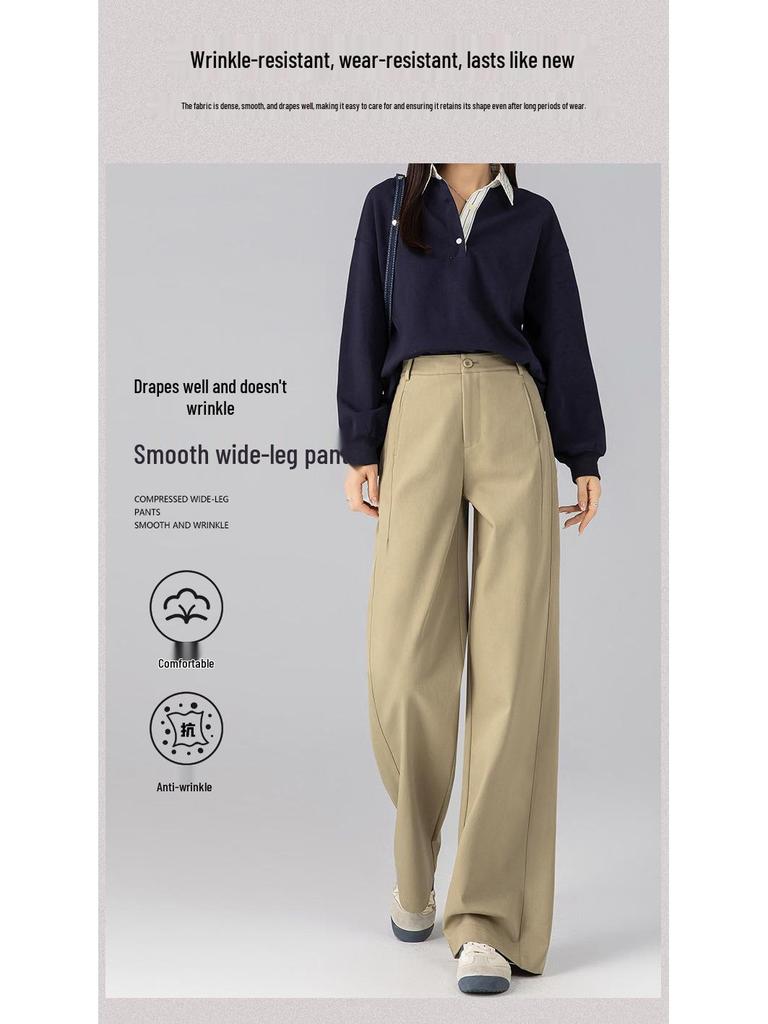 Zhengzhou Women's Curved Blade Wide-Leg Pants - Loose, Versatile Spring Fashion Pear Shape Trousers.