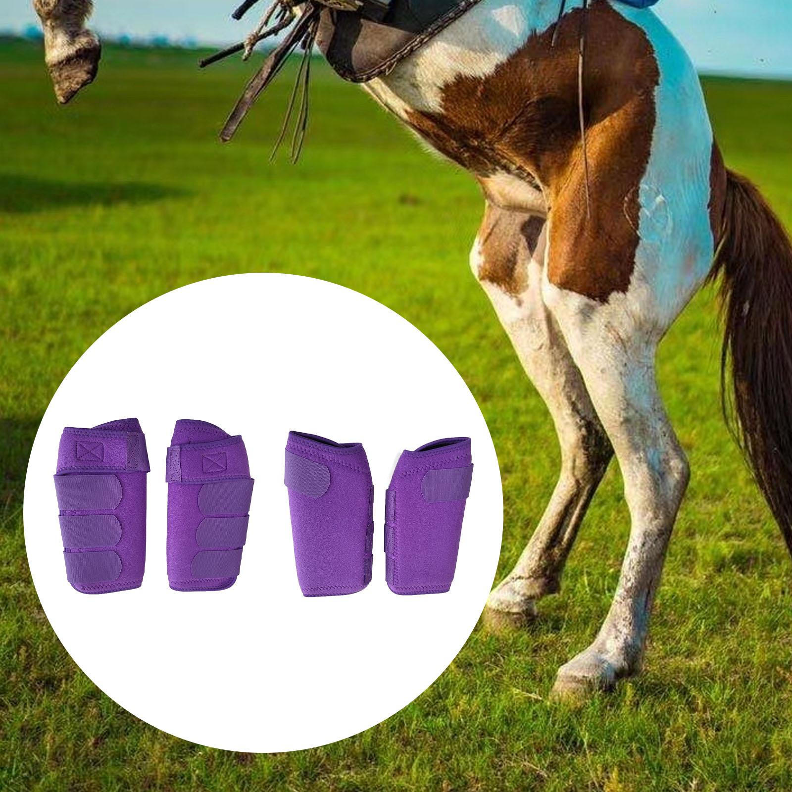 

4 шт., чехлы для ног, регулируемые конные сапоги, защитное снаряжение для дверей, дышащее снаряжение для верховой езды 30cm фиолетовый