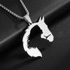 Stainless Steel Hollow Retro Horse Head Girl Sweater Chain Women's Sweater Necklace Men's Hip Hop Personality Pendant