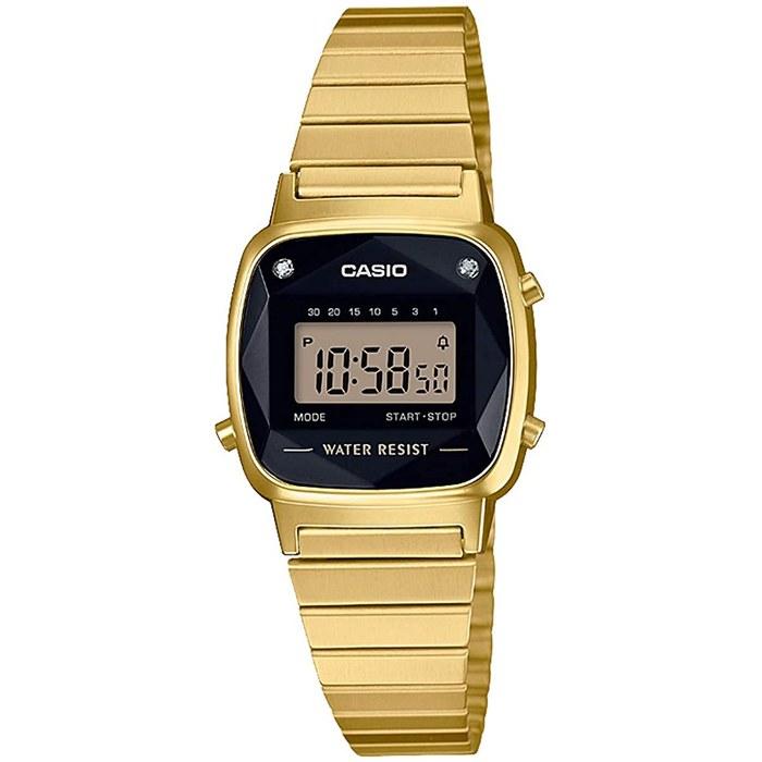 Casio Стандартные цифровые часы с бриллиантами LA670WGAD-1 Женские Золотые