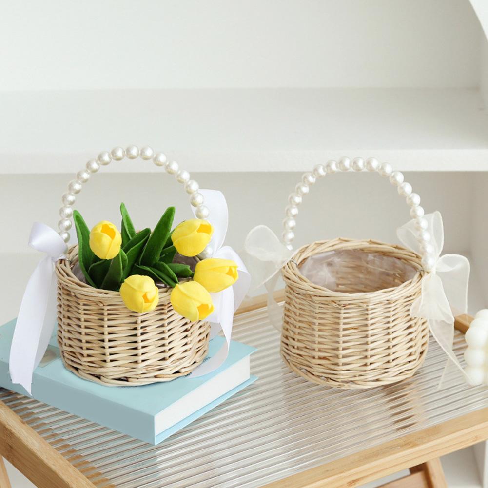 Charming Accent Wedding Basket Willow Basket Woven Flower Basket