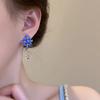 Blue Color Orchid Earrings Sweet Flower Earrings Ethnic Style Girl Ear Jewelry  Gift