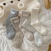 Thickened Cuffed Confinement Socks Korean Dot Yarn Variegated Wool Cloth Label Medium Socks Simple Warm Pile Socks