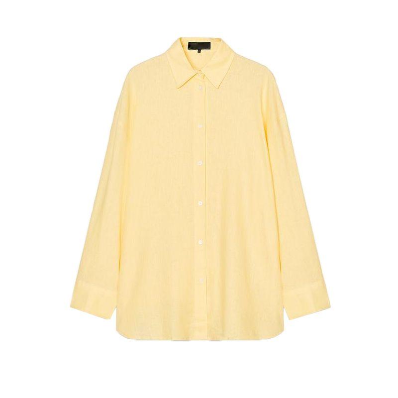 Spring New Women's Clothing Work Clothing Linen Blended Draping Shirt 4764055 4764052 4764051