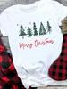 (Asian Size) Women Holiday Print Tee Top festival Merry Christmas New Year letter sweet 90s Casual  Lady Short Sleeve Fashion Graphic T-shirts