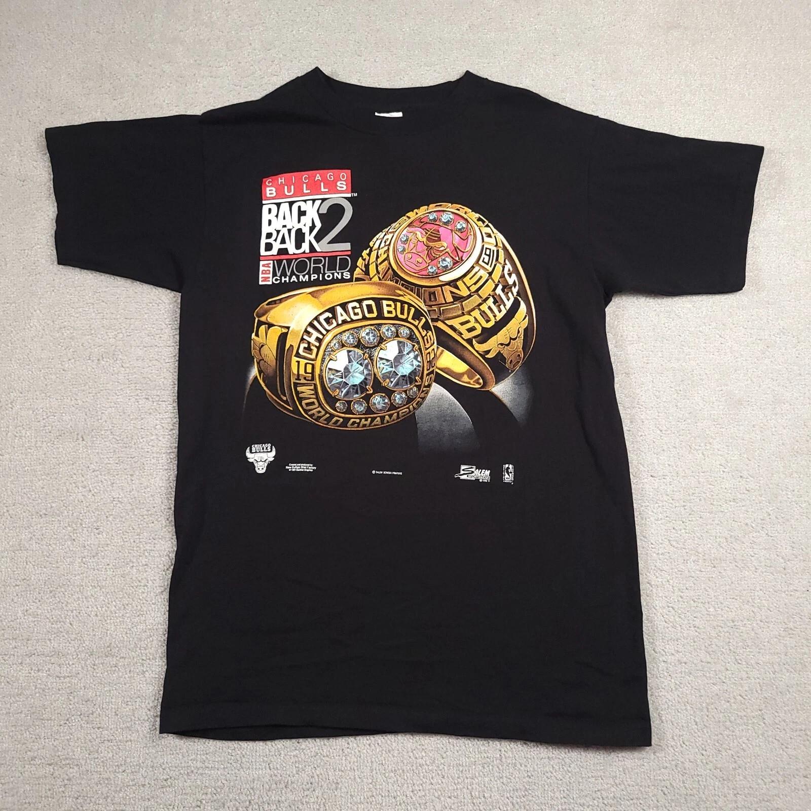 

VTG 90s Salem Sportswear Chicago Bulls NBA World Champions Shirt Black Adult L 150