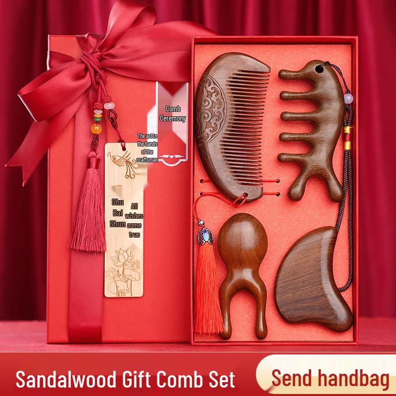 

Сандаловая Деревянная Расческа для Выпрямления Волос Премиум-класса Подарочная Коробка для Женщин и Мамы