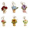 Sweet Cute Crochet Keyrings Handmaking Bouquet Keychain Exquisite Knitted Flowers  Backpack