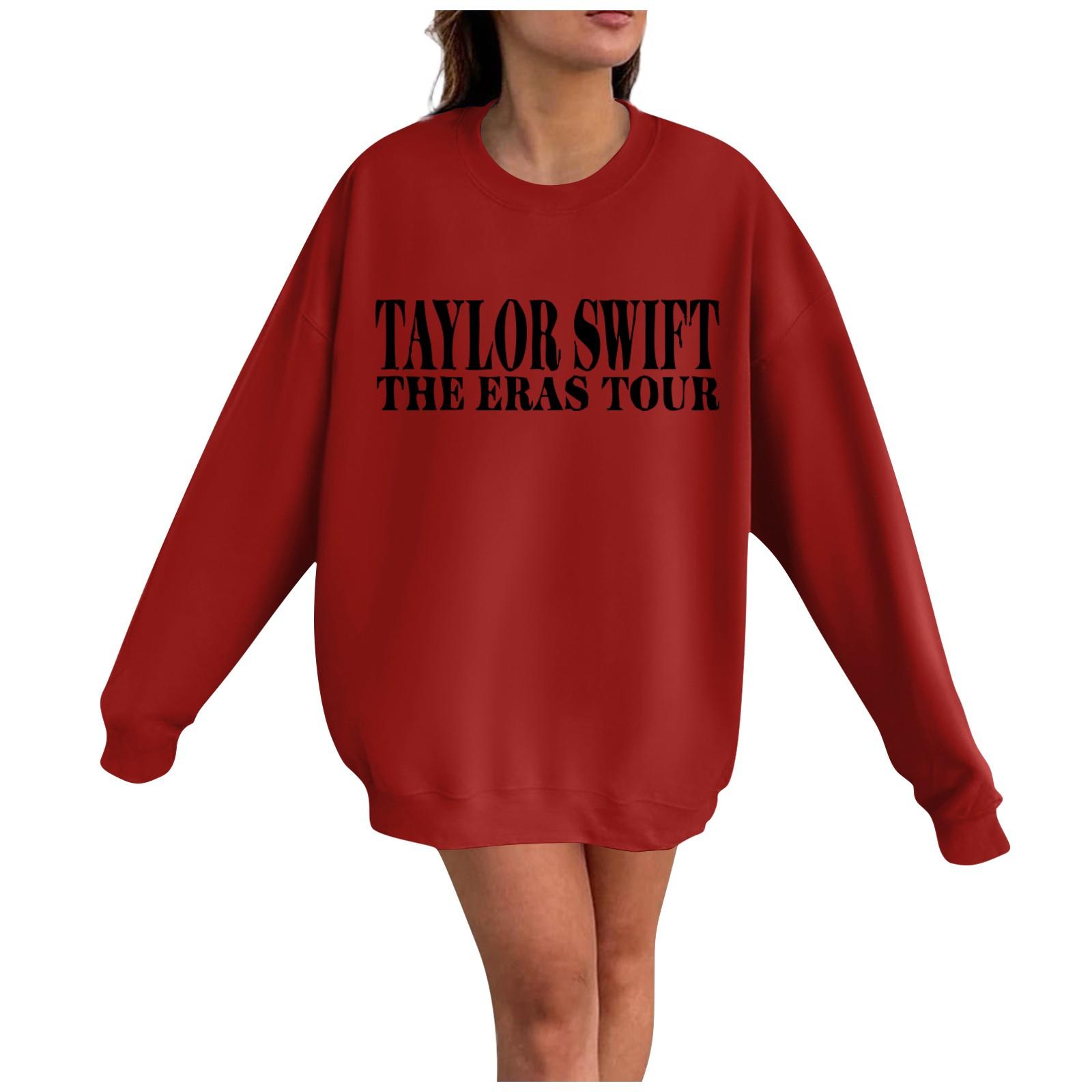 

Women Winter Tops Women s Long Sleeve Sweatshirt Casual Crewneck Loose Fit Pollover Tops M червоний