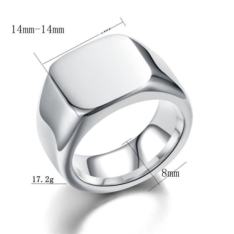 New 2025 Metal Glossy Rings For Men Geometric Width Square Signet Charm Ring Punk Boyfriend Jewelry Bague Homme