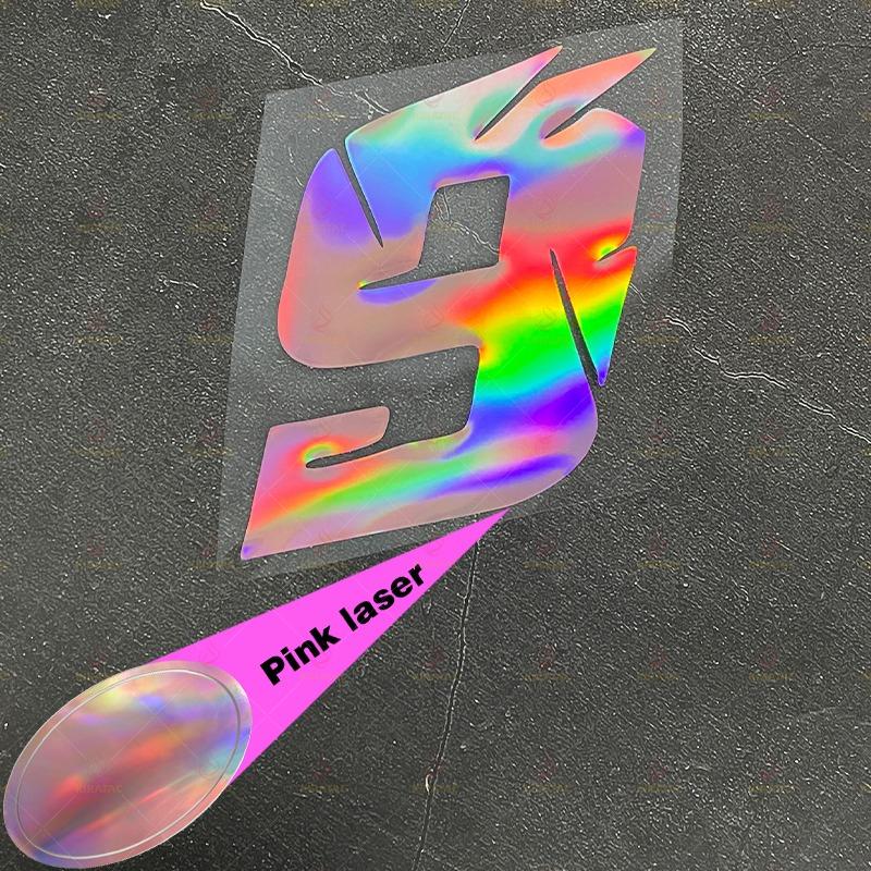 1pc Pink Laser Motorcycle Number Sticker Waterproof for Motorcycle Fairing Helmet Fuel Tank Scooter Body Universal Vinyl Decal