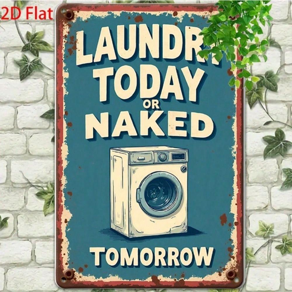 Vintage Metal Sign Wall Art, Laundry Room Decor Retro Garage Poster