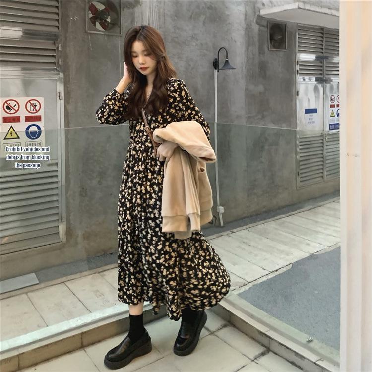 2022 Autumn French Long Floral Dress - Kids' Spring/Autumn