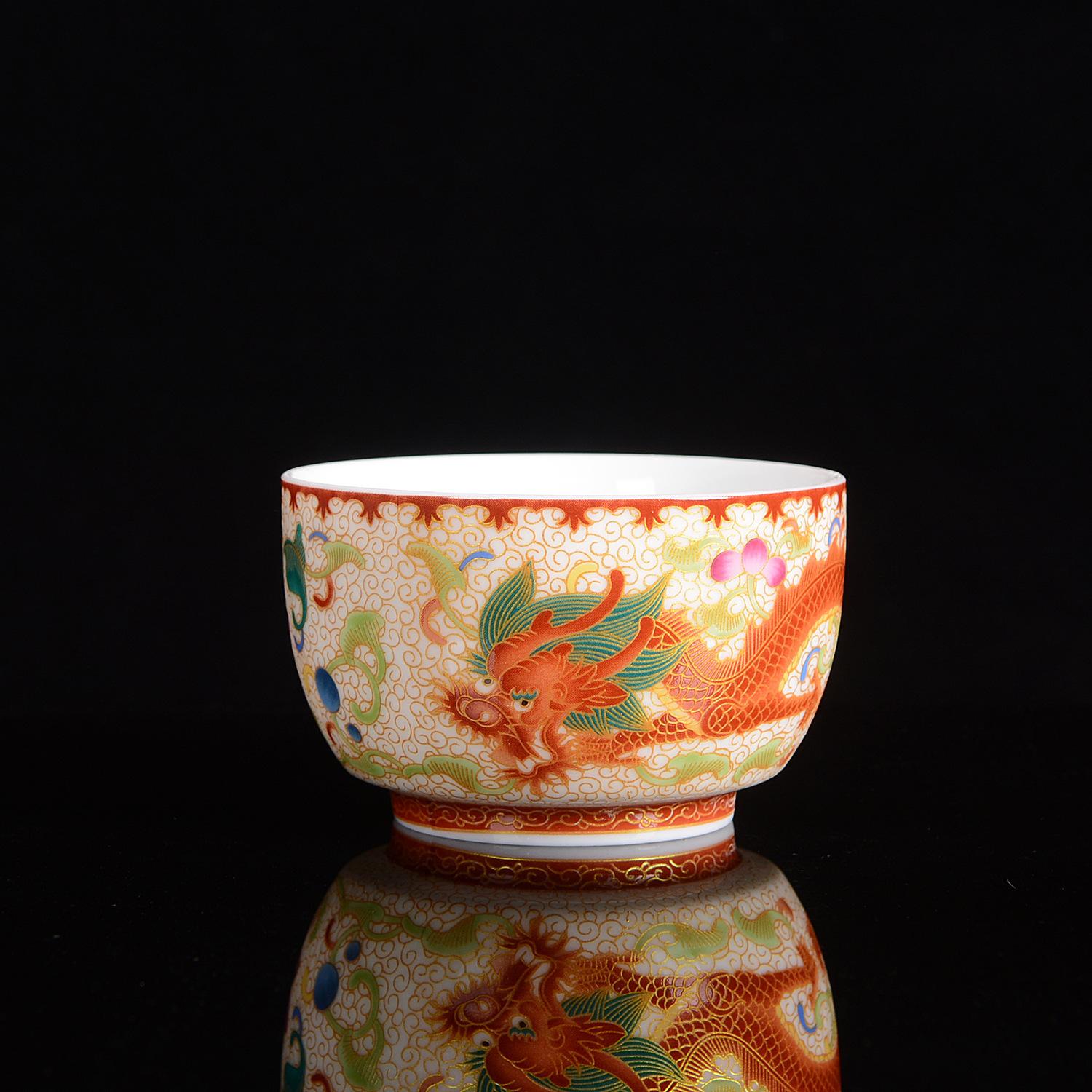 

1pcs Ceramic Golden Dragon and Phoenix Master Cup Cloisonn É Large Tea Cup Kung Fu Tea Set 150ml 150ML