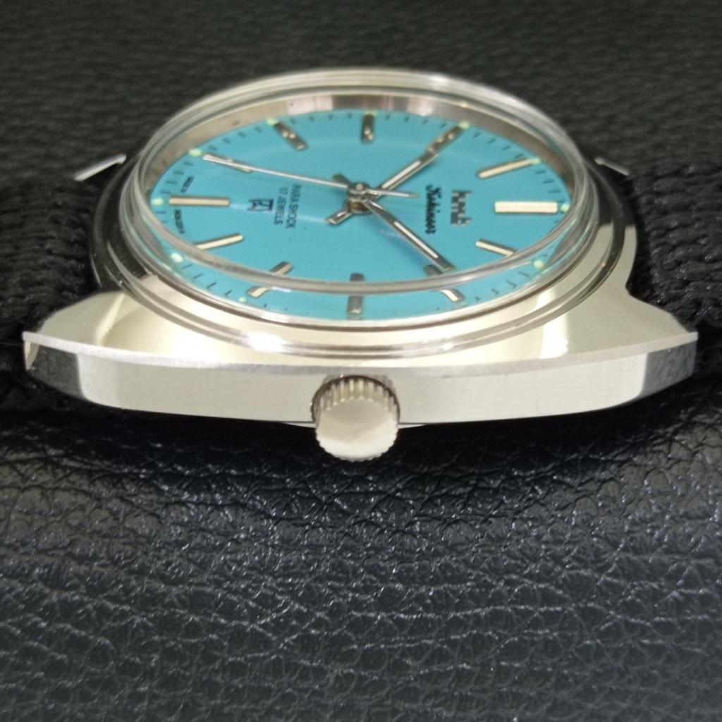 INDIAN VINTAGE HMT KOHINOOR MECHANICZNY MĘSKI ZEGAR TURKUSOWY NIEBIESKI a440979-4