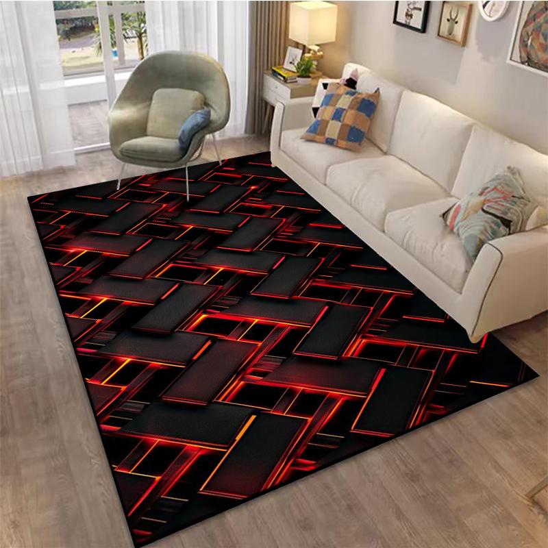 3D Abstract Mirror Geometric Illusion Area Rug Carpet for Home for Living Room Bedroom Sofa Decor Kids Play Non-slip Floor Mat