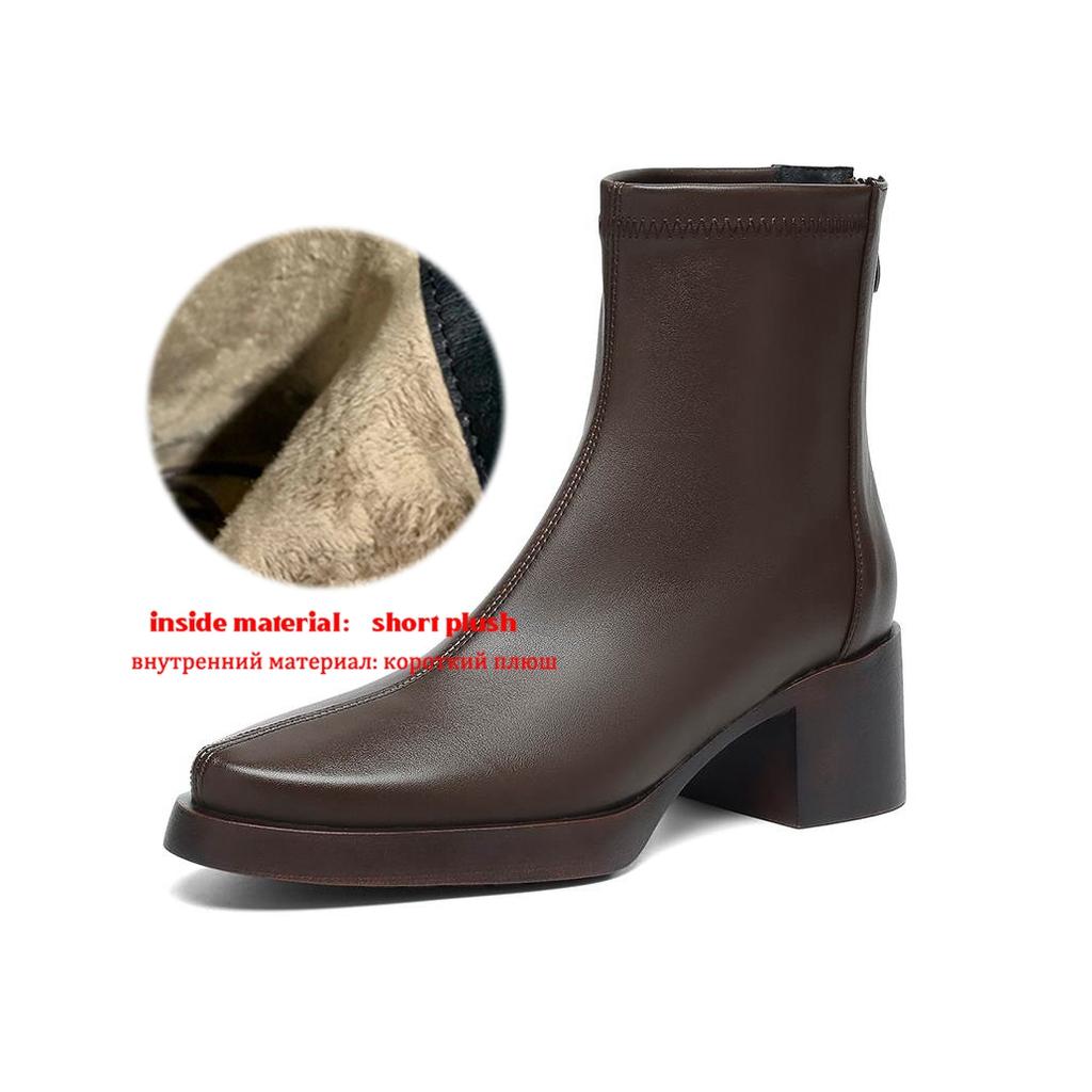 Krazing Pot Microfiber Round Toe Thick Heels Modern Boots Size 42 Zip Platform Beauty Lady Women Ankle Boots
