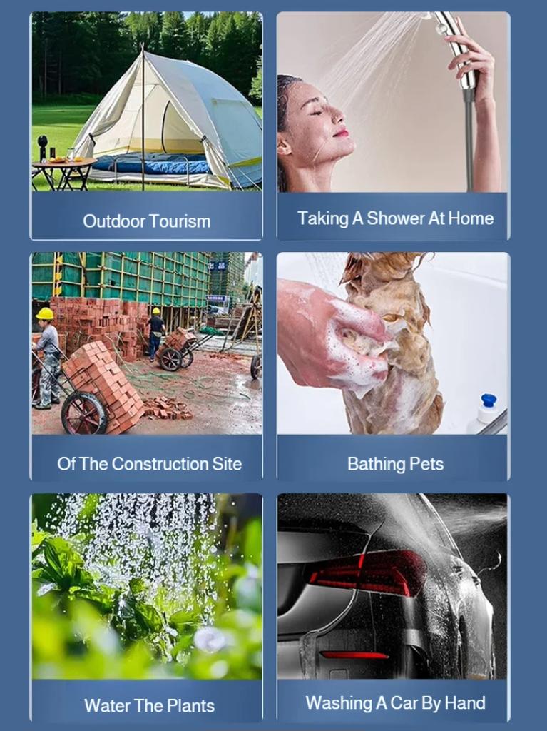 Mobile Portable Shower Smart Temperature Measuring Camping Outdoor Shower Set