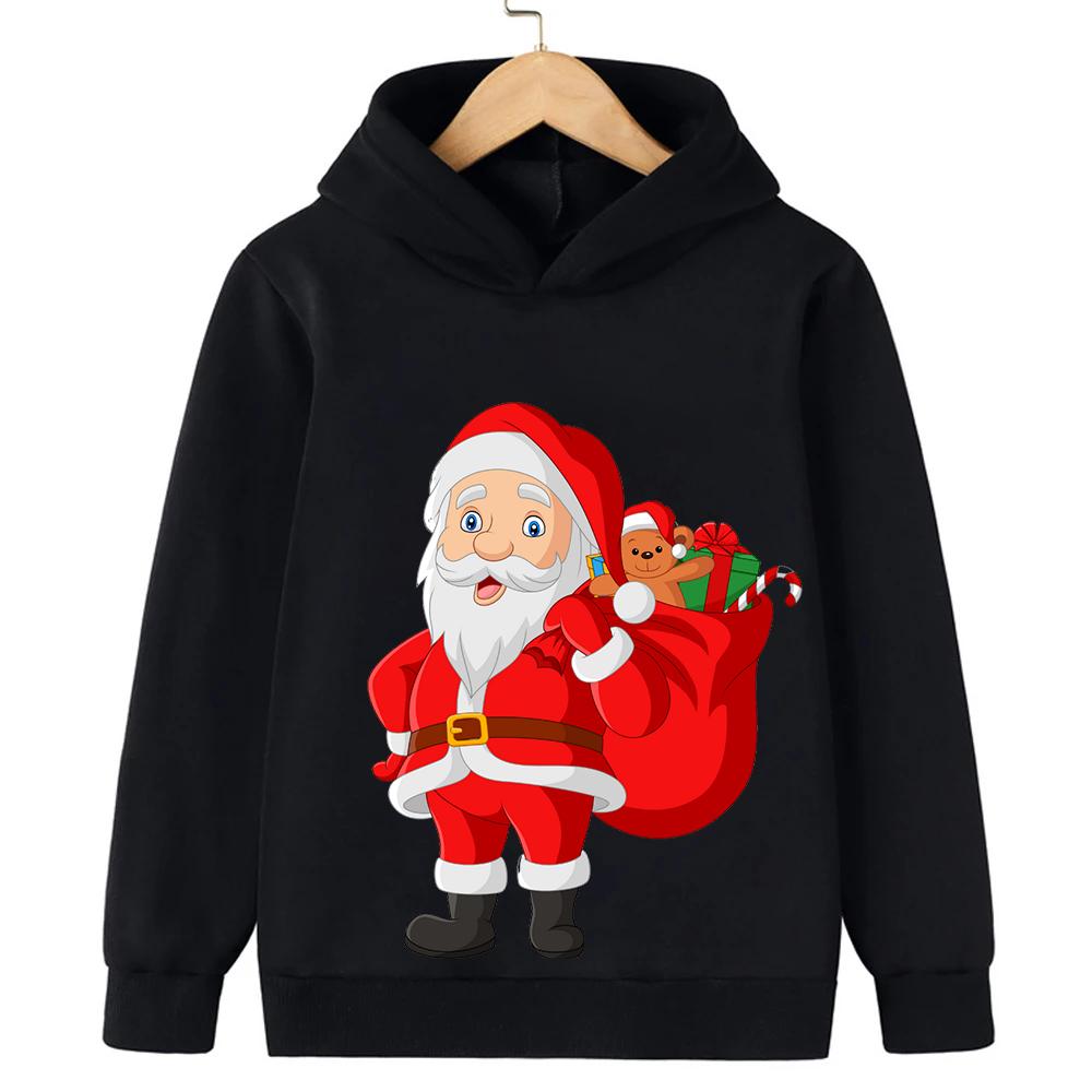 Comfortable Autumn Winter Sweatshirts Christmas Cartoon Fashion Santa Claus Printed Clothes Children's Clothing Boys Girls Hoodies