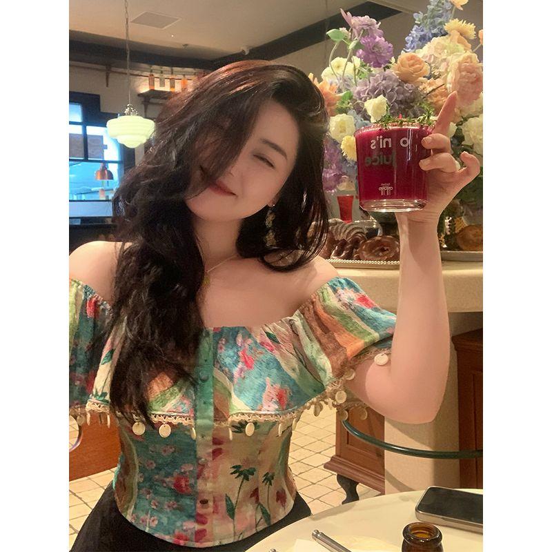 

Y8020 Plus Size Women s Clothing Ethnic Exotic Tops Flower color L