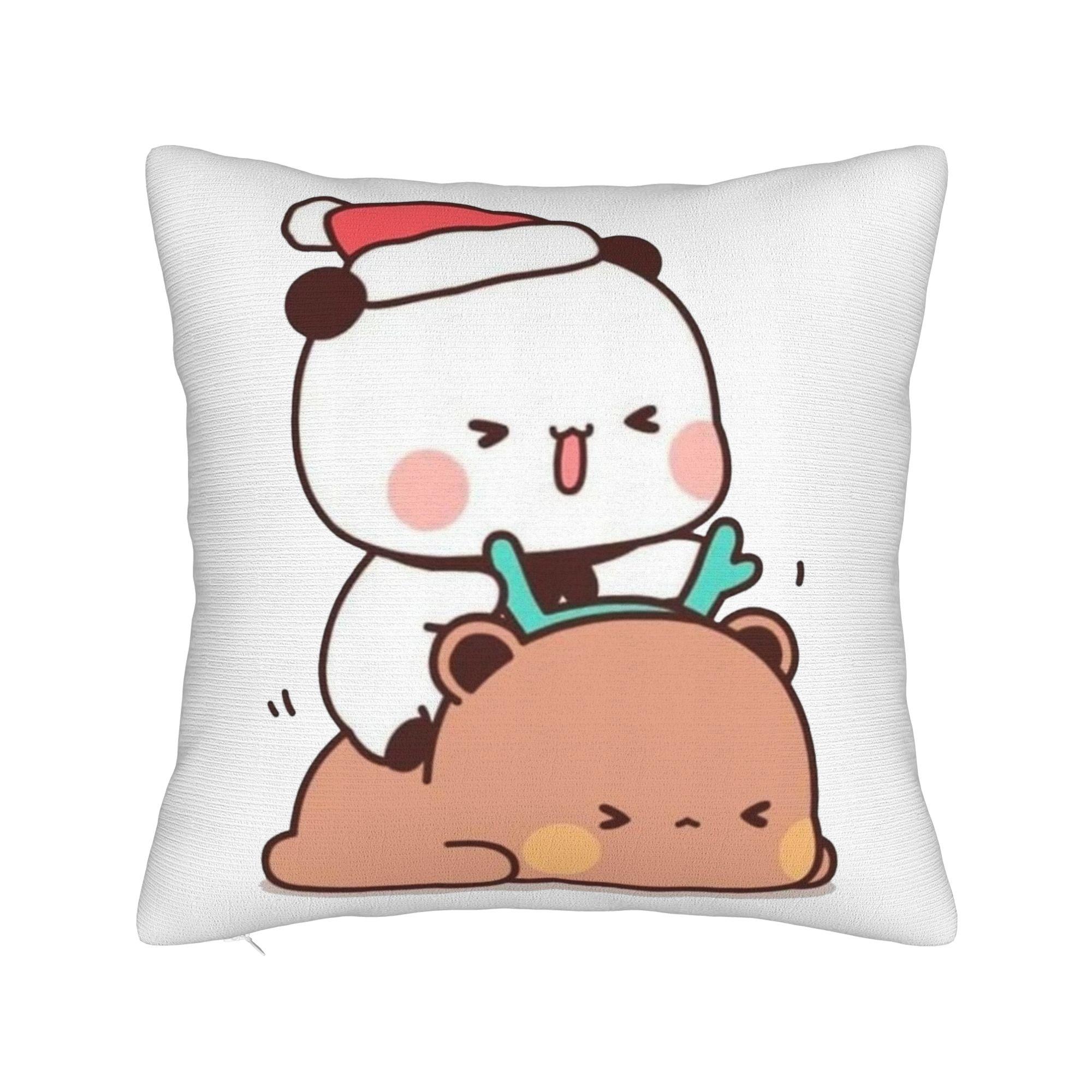 

Cartoon Cute BuBu DuDu Christmas Pillowcase Printing Polyester Cushion Cover Gift Throw Pillow Case Cover Zippered 30x30cm 12x12in