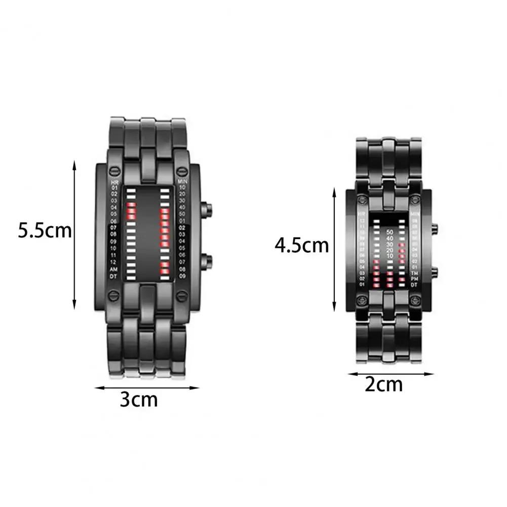 Männer Frauen Zukunftstechnologie Binär Schwarz Edelstahl Paar Uhr Datum Digital LED Armband Sport Uhren