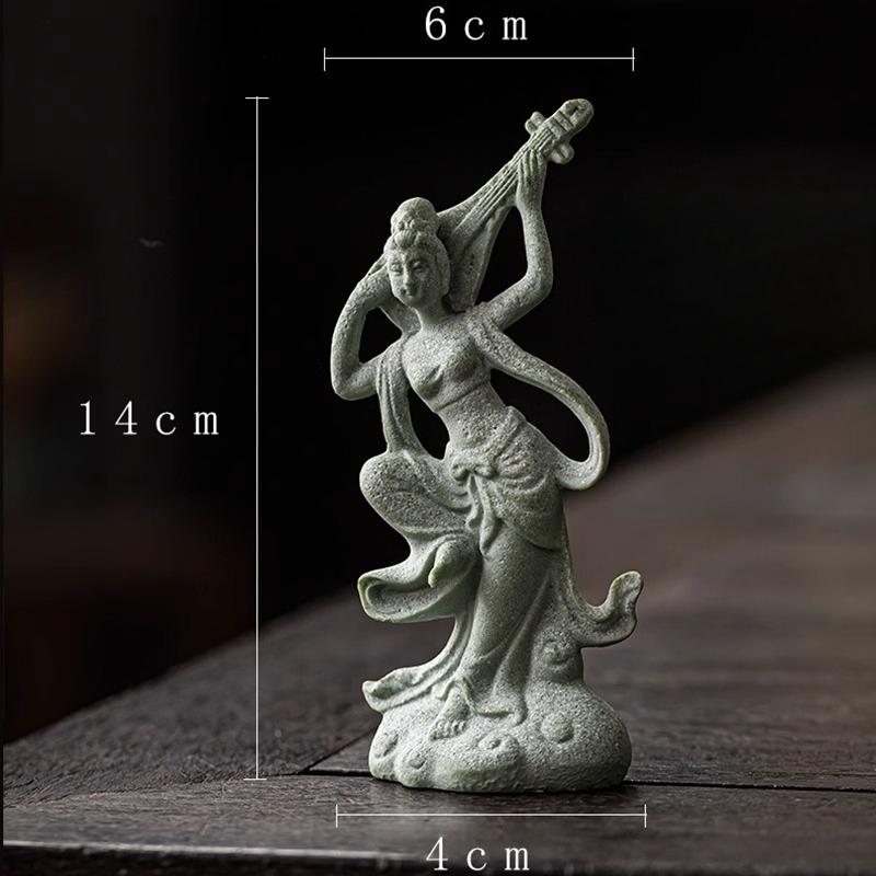 

1pc Rebound Pipa Dancer Decoration Stone Powder Carving Crafts Home Decoration Fish Tank Landscape Decoration Portrait Ornament