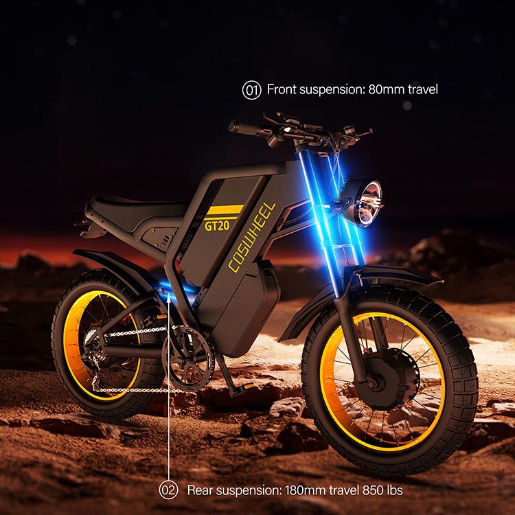 COSWHEEL GT20 Pro Ebike3000W 48V 40AH Electric Motorcycle Max 145 Miles Fat Tire Mountain Electric Bike Adult Off-Road Bicycle